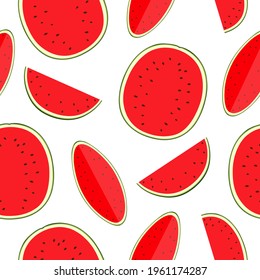 Seamless pattern watermelon slices summer fruit vector illustration