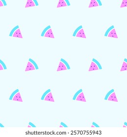 Seamless pattern with Watermelon slices. Summer Retro Fruit Pattern with watermelons. Colorful background in 70-80s style. Template for wallpapers, prints, covers, phone cases, card, wrapping