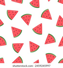 Seamless pattern with watermelon slices. Vector illustration. Summer watermelon background.