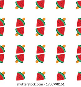 Seamless pattern with watermelon - summer fruit. Tropical print with sweet food.