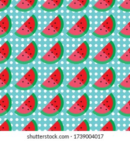 Nahtloses Muster mit Wassermelone - Sommerfrüchte. Tropischer Druck mit süßem Essen.
