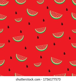 Seamless pattern of watermelon. Summer and tropical. Collection Vector texture illustration. Flat design background. Colorful wallpaper vector. Good for printing