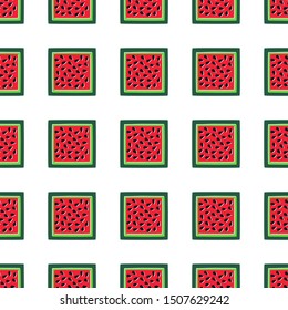 Seamless pattern of Watermelon themed squares in a grid layout.