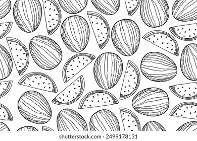 seamless pattern watermelon vector drawing