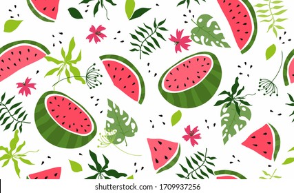 Seamless pattern with watermelon Vector hand draw watermelon background  for social media cover fabric interior