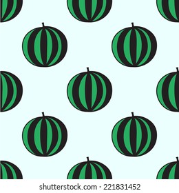 Seamless pattern with watermelon. Vector illustration. Hand-drawn background. 