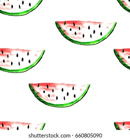 Seamless pattern watermelon watercolor.