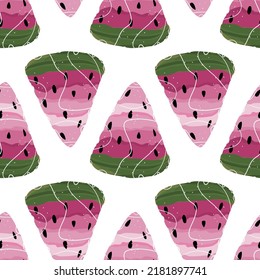 Seamless pattern with watermelon. Wrapping paper pattern. Watercolor vector.