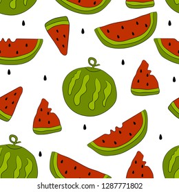 Seamless pattern with watermelons