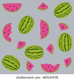 Seamless pattern with watermelons