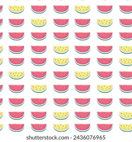 Seamless pattern with watermelons in cartoon style. Perfect for kids design, textile, greeting card design, fabric print, baby shower, wrapping paper design, wallpaper, cloth print, cover design.