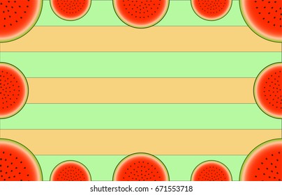 A seamless pattern with watermelons forming a frame and with space for the text
