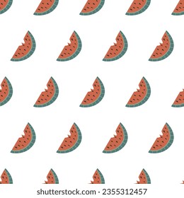 Seamless pattern with watermelons, fresh organic fruit. Summer delicious tasty pattern. Retro summer backgrounds.