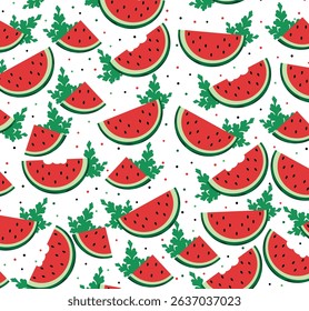 seamless pattern with watermelons and leaves
