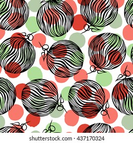 Seamless pattern with watermelons on a polka dot background.
