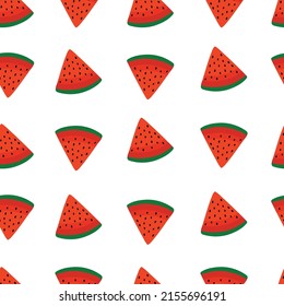 Seamless pattern with watermelons on a white background. Vector summer background for fabric, paper.