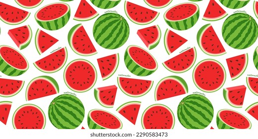 Seamless pattern with watermelons on a white background.