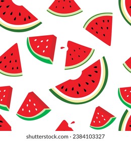 Seamless pattern with watermelons on a white background.