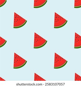 Seamless pattern with watermelons on a white background.