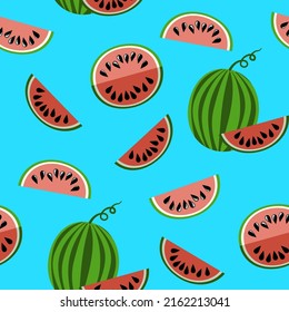 Seamless pattern with watermelons. Suits as wallpaper, print, card, banner or anything with colorful summer atmosphere.