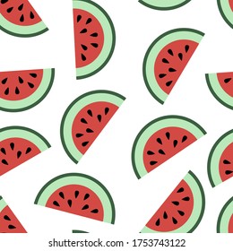 Nahtloses Muster mit Wassermelonen. Vektorgrafik auf weißem Hintergrund. 