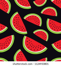 Seamless pattern with watermelon.Vector illustration 
in cartoon style. Summer berries pattern.