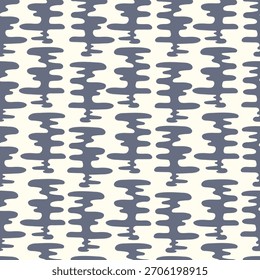 Seamless pattern with wave abstract spots on white background. Hand drawn pattern with blue spots. 