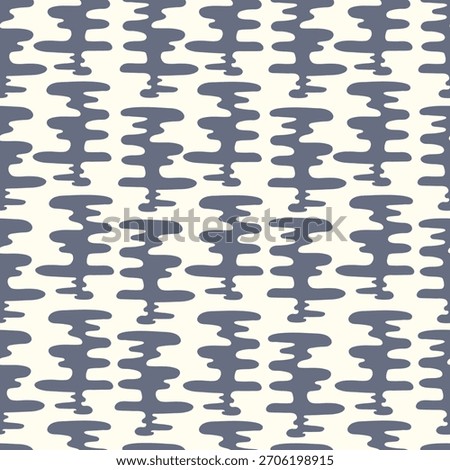 Seamless pattern with wave abstract spots on white background. Hand drawn pattern with blue spots. 