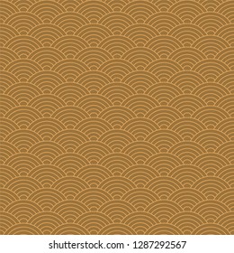 Seamless pattern. Wave. Fish scales texture. Vector illustration. Scrapbook, gift wrapping paper, textiles. Simple background. Chinese ornament 