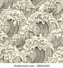 seamless pattern with wave and grunge