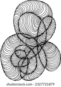 Seamless pattern with wave lines of curls. Monochrome stripes black and white texture. Wavy abstract hair.