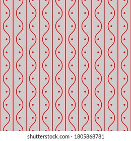 Seamless pattern of wave lines and dots. Geometric background.