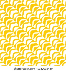 Seamless pattern of wave lines and rhombuses. Geometric orange background.