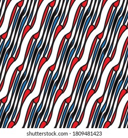 Seamless pattern with wave oblique colored bands