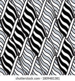 Seamless pattern with wave oblique silver gray bands