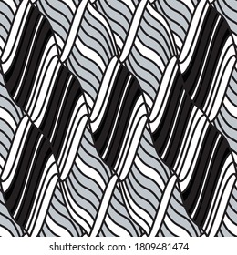 Seamless pattern with wave oblique silver gray bands