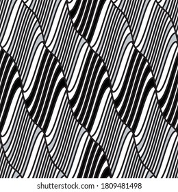 Seamless pattern with wave oblique silver gray bands