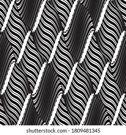 Seamless pattern with wave oblique white bands