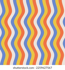 Seamless pattern with 
wave. Retro style. Groovy vector background for design and card, covers, package, wrapping paper.