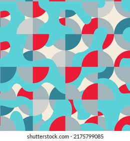 Seamless pattern with wave shapes and circles