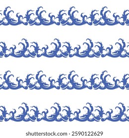 Seamless pattern wave silhouette japan style