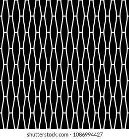 Seamless pattern with wave tiles ornament. Oriental traditional ornamentation with hexagon shapes. Window tracery wallpaper. Grid motif. Digital paper, textile print, web design. Vector art image.