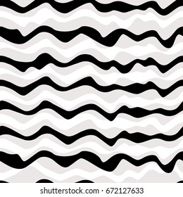 Seamless pattern with  waves. Abstract background with wavy  lattice. Texture with monochrome elements.