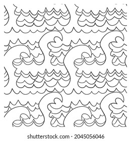 Seamless pattern with waves for colouring. Design for backdrops with sea, rivers or water texture.