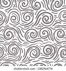 Seamless pattern with waves. Design for backdrops with sea, rivers or water texture. Repeating texture. Figure for textiles.Print for the cover of the book, postcards, t-shirts. Surface design.