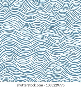Бесшовный фон с волнами. Дизайн для фонов с текстурой моря, рек или воды. Повторяющаяся текстура Рисунок для текстиля. Печать для обложки книги, открыток, футболок. Дизайн поверхности.