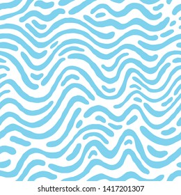 Seamless pattern with waves. Design for backdrops with sea, rivers or water texture. Repeating texture. Figure for textiles. Print for the cover of the book, postcards, t-shirts. Surface design.