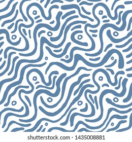 Seamless pattern with waves. Design for backdrops with sea, rivers or water texture. Repeating texture. Figure for textiles. Print for the cover of the book, postcards, t-shirts. Surface design.