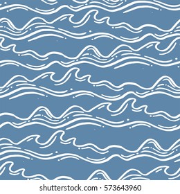 Seamless pattern with waves. Design for backdrops with sea, rivers or water texture. Repeating texture. Figure for textiles.