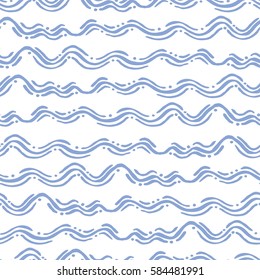Seamless pattern with waves. Design for backdrops with sea, rivers or water texture. Background for poster or cover. Figure for textiles.
